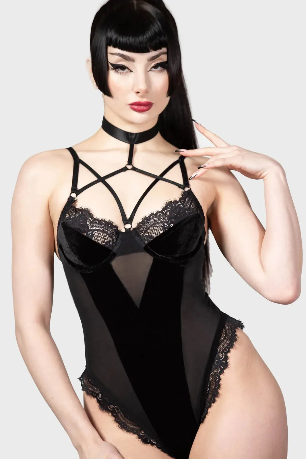 Killstar Sweet Misery Bondage Bodysuit Stretchy Sexy