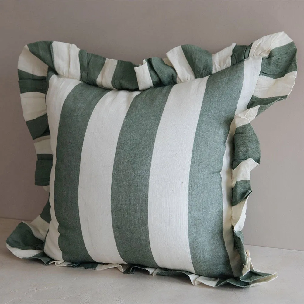 Linen Pillow Cover - Mint Stripe