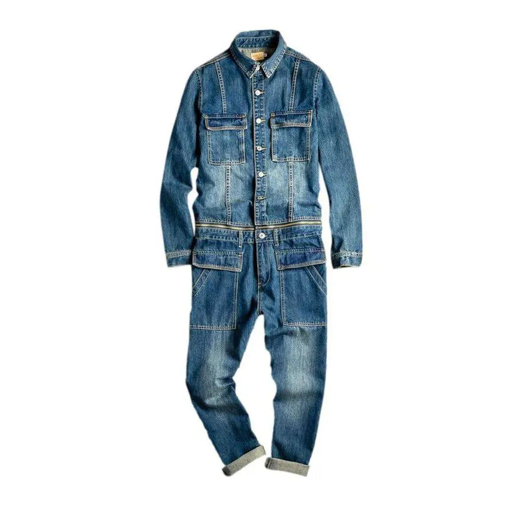 Loose fit men's jean jumpsuit