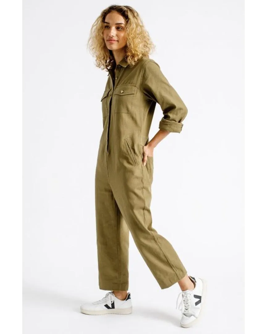 Melbourne Crop Overall Overalls - Washed Olive