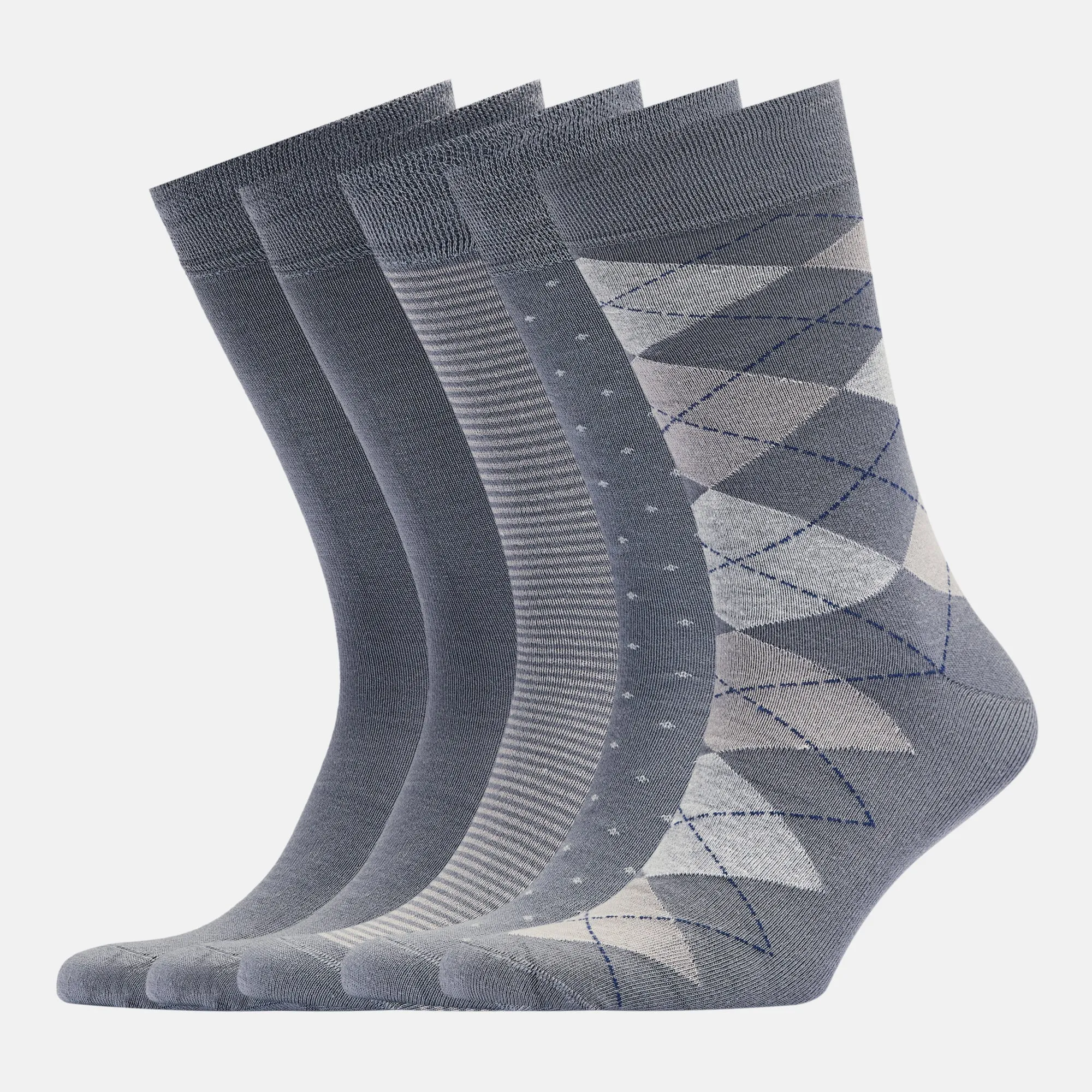 Men’s Bamboo Dress Socks - 5 Pairs, Assorted Pattern Mix Design