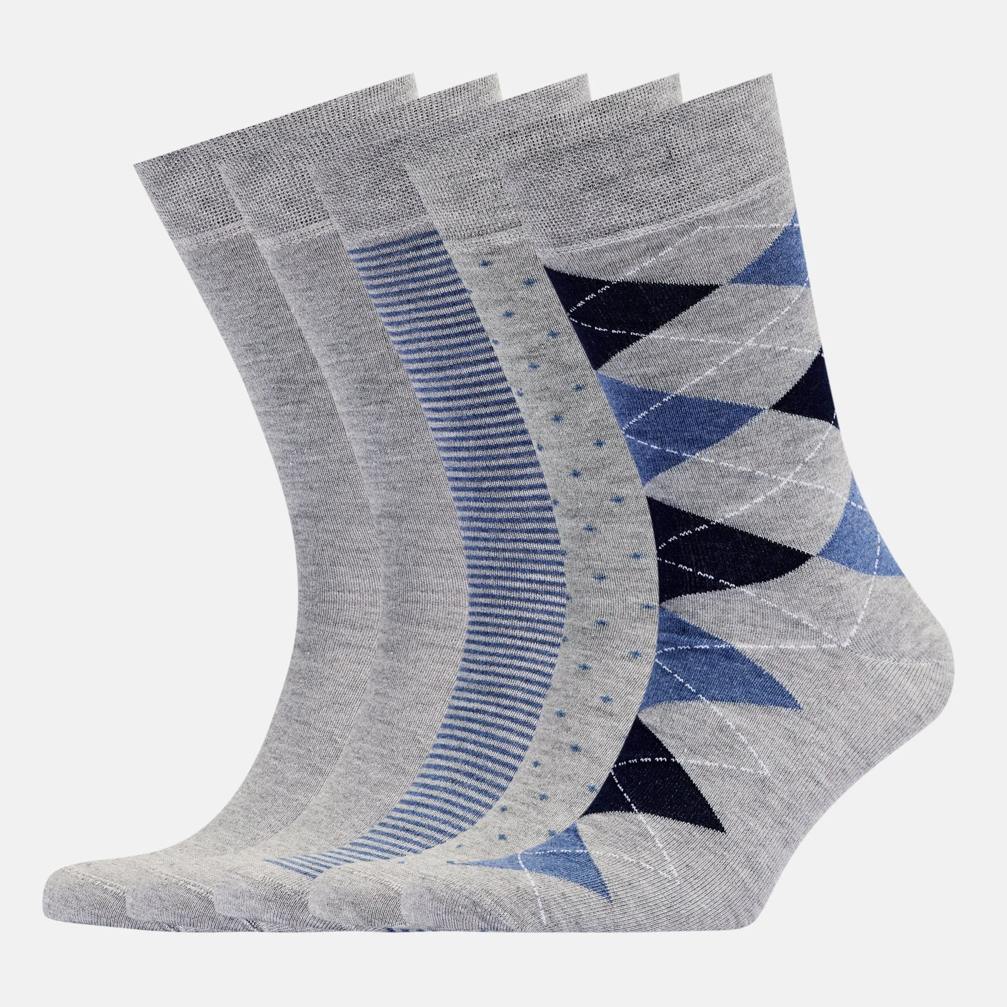 Men’s Bamboo Dress Socks - 5 Pairs, Assorted Pattern Mix Design