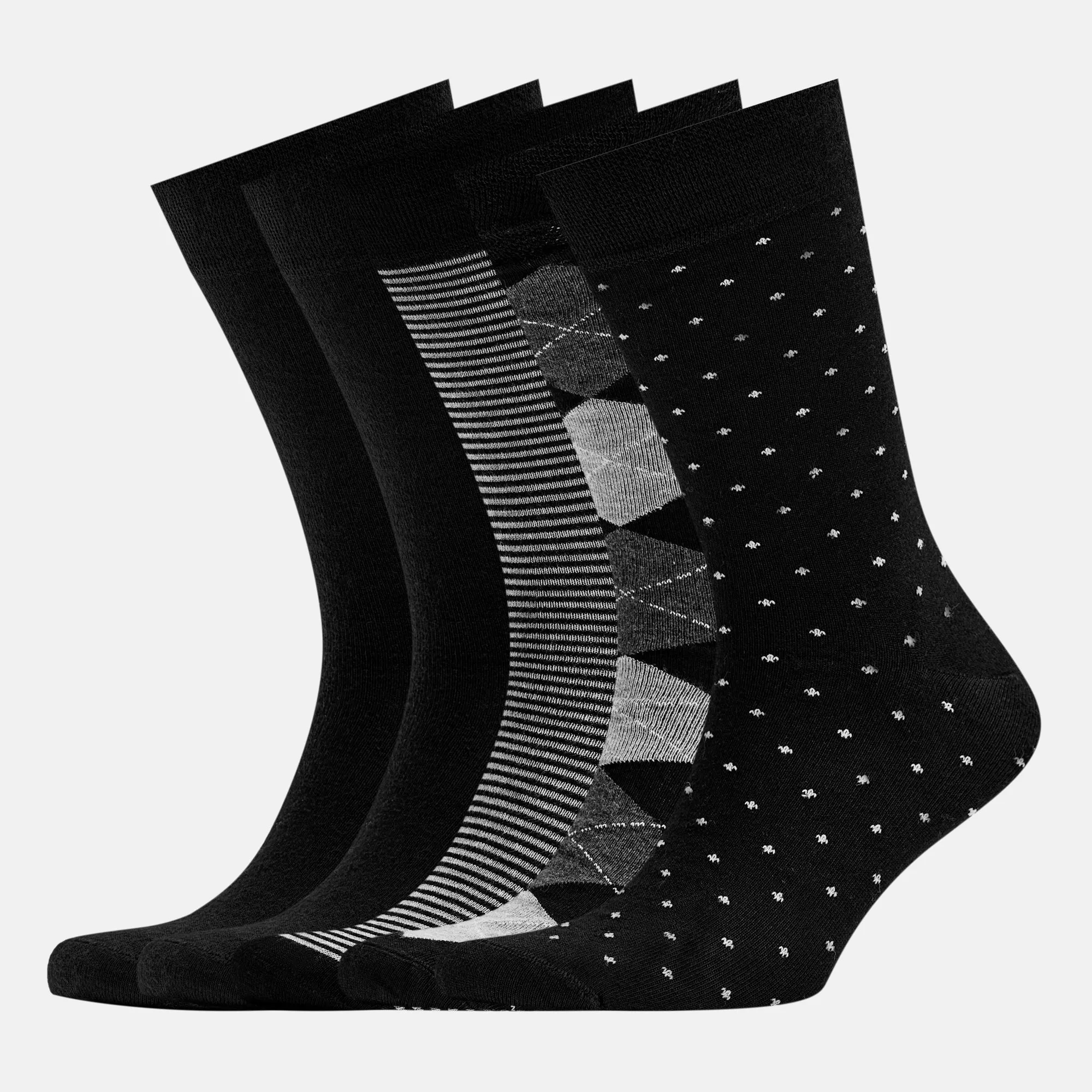 Men’s Bamboo Dress Socks - 5 Pairs, Assorted Pattern Mix Design