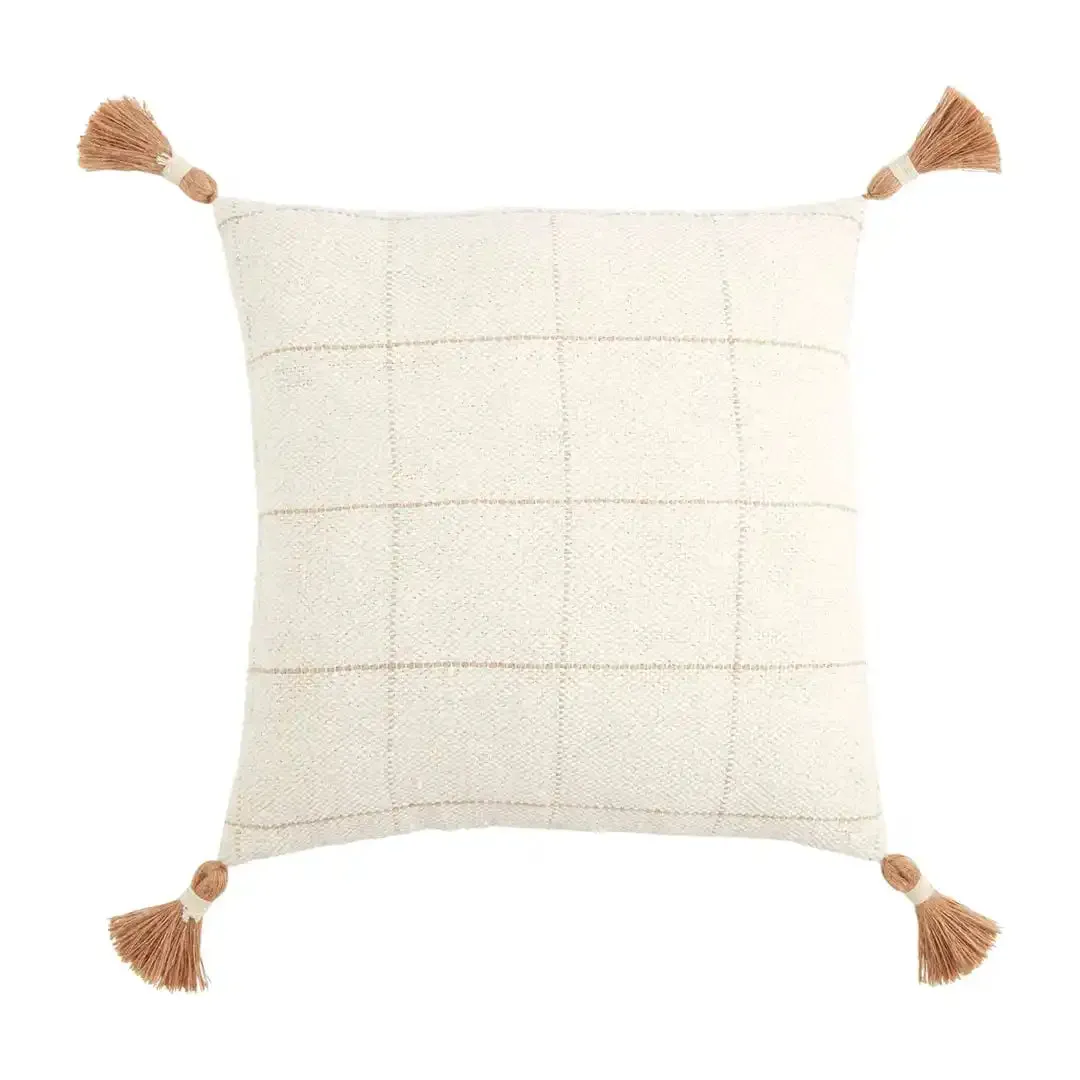 Mud Pie Square Woven Check Pattern Pillow