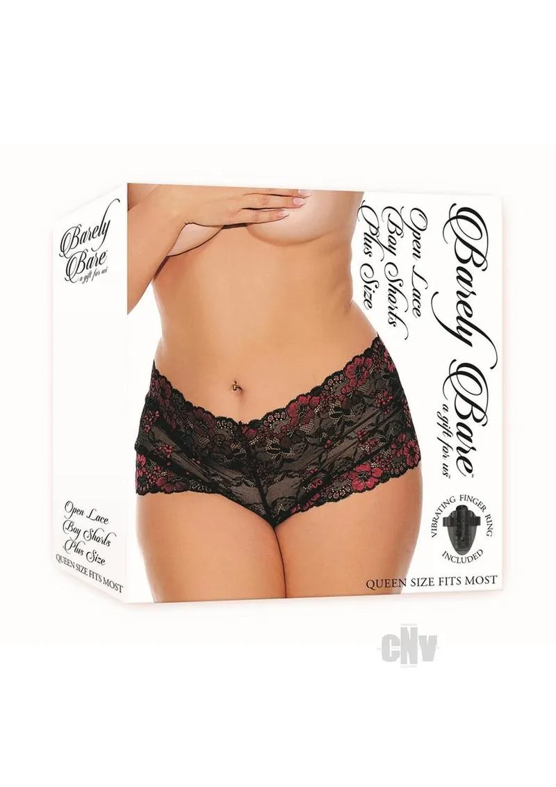 Open Lace Boy Shorts P/s Blk