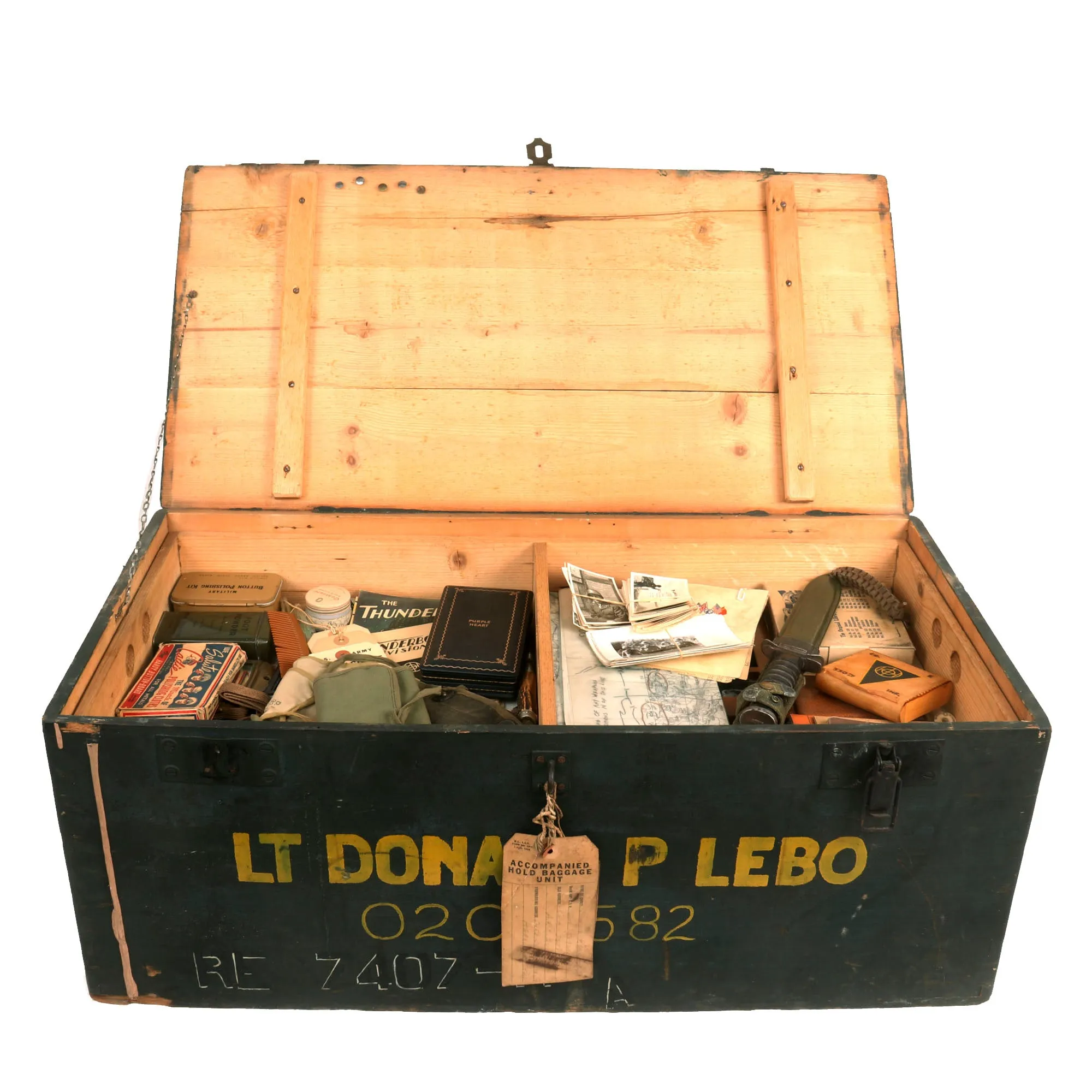 Original U.S. WWII 330th Infantry Regiment 83rd Division Infantry Platoon Leader’s “Untouched” Trunk Grouping - Lt. Donald Lebo