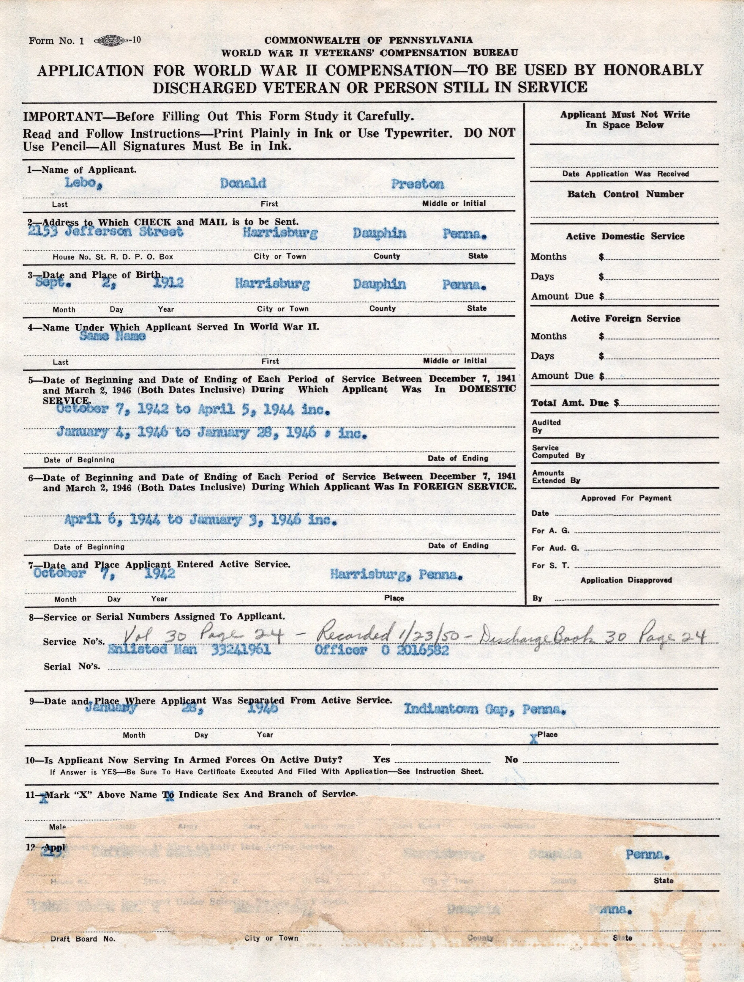 Original U.S. WWII 330th Infantry Regiment 83rd Division Infantry Platoon Leader’s “Untouched” Trunk Grouping - Lt. Donald Lebo