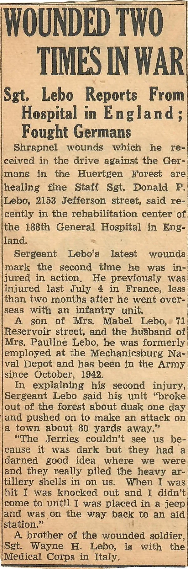 Original U.S. WWII 330th Infantry Regiment 83rd Division Infantry Platoon Leader’s “Untouched” Trunk Grouping - Lt. Donald Lebo