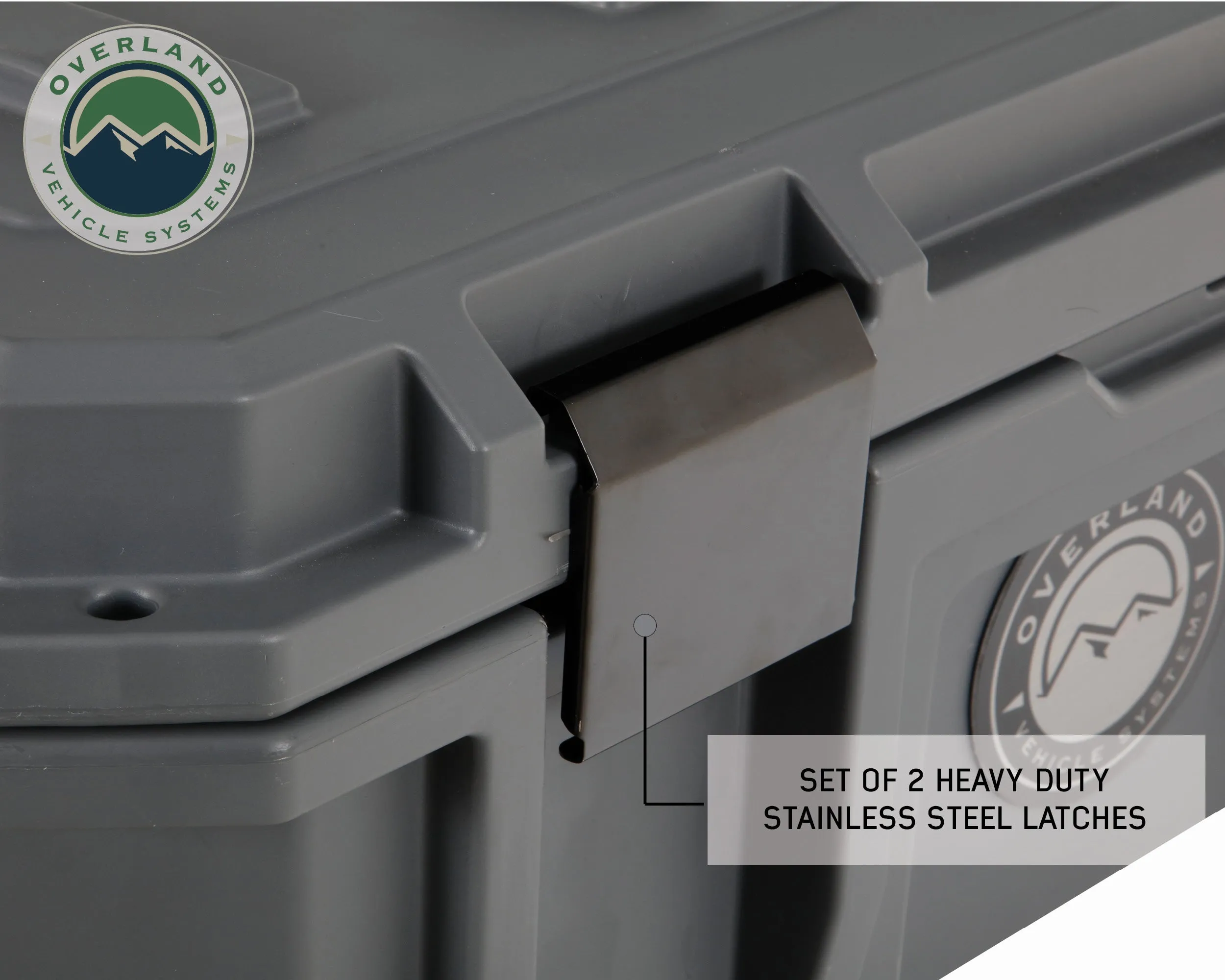 Overland Vehicle Systems D.B.S. - Dark Grey 53 QT Dry Box With Drain, And Bottle Opener