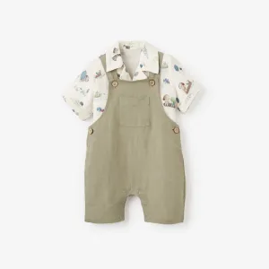 Pond Friends Organic Cotton Muslin Top & Linen Blend Overalls