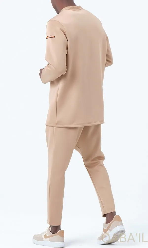 QL Futurx Relaxed Sweat & Ankle Jogger Set in Beige