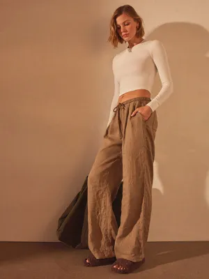 Relaxed Wide Leg Pant in Cashew Pigment