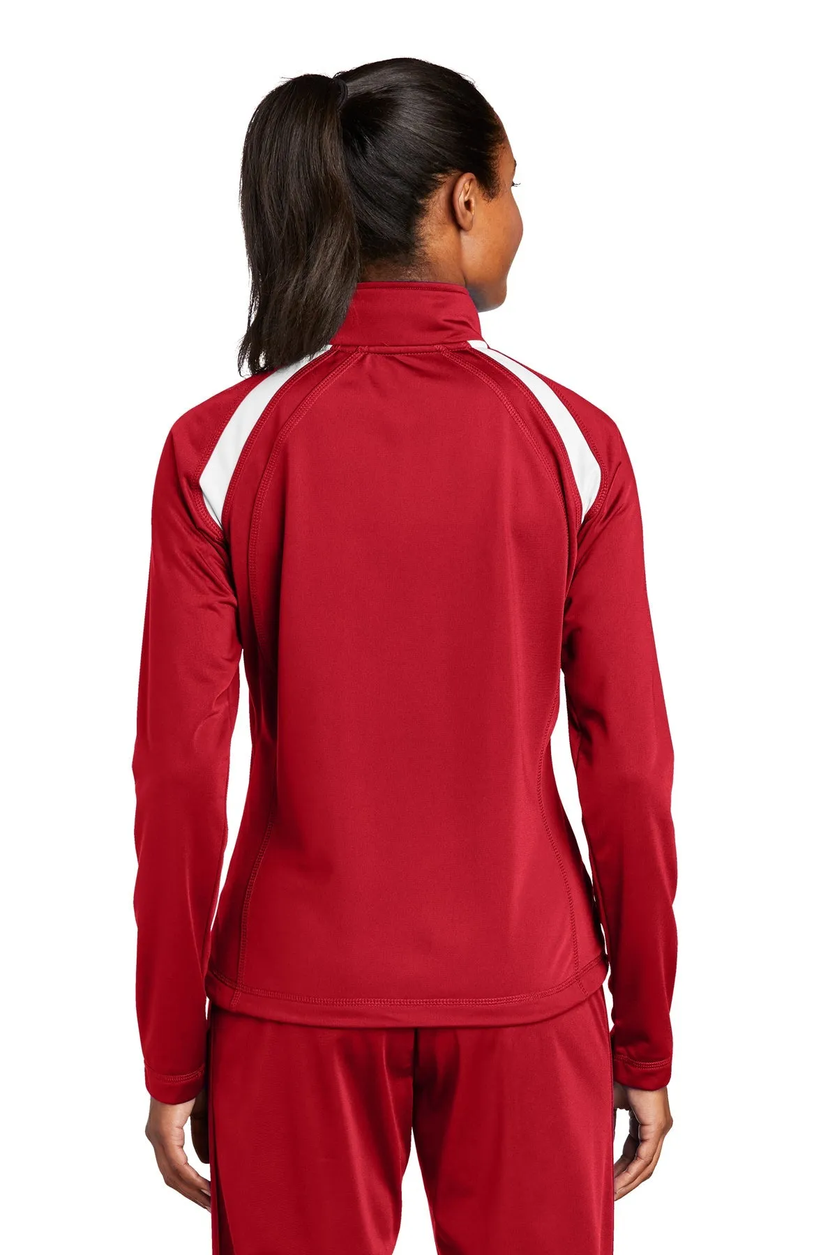 Sport-Tek Ladies Tricot Track Customized Jackets, True Red/White