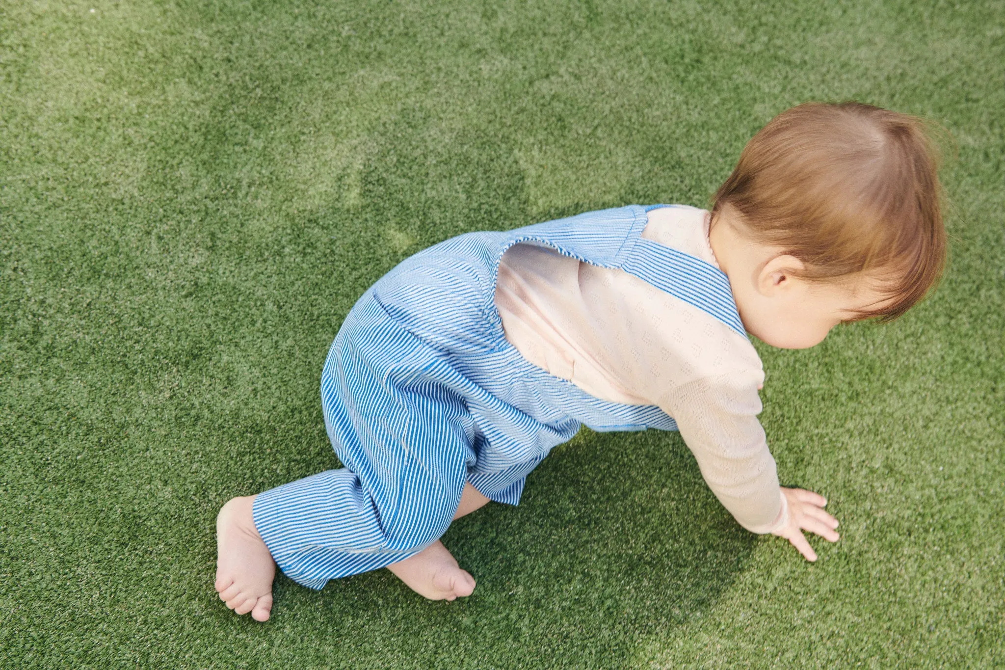 STRIPED YARNDYED OVERALL - SHARP BLUE STRIPE