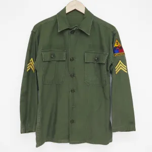 US ARMY UTILITY SHIRT P-58 P58 1960'S 3RD ARMORED DIVISION SPEARHEAD SERGEANT PATCHED