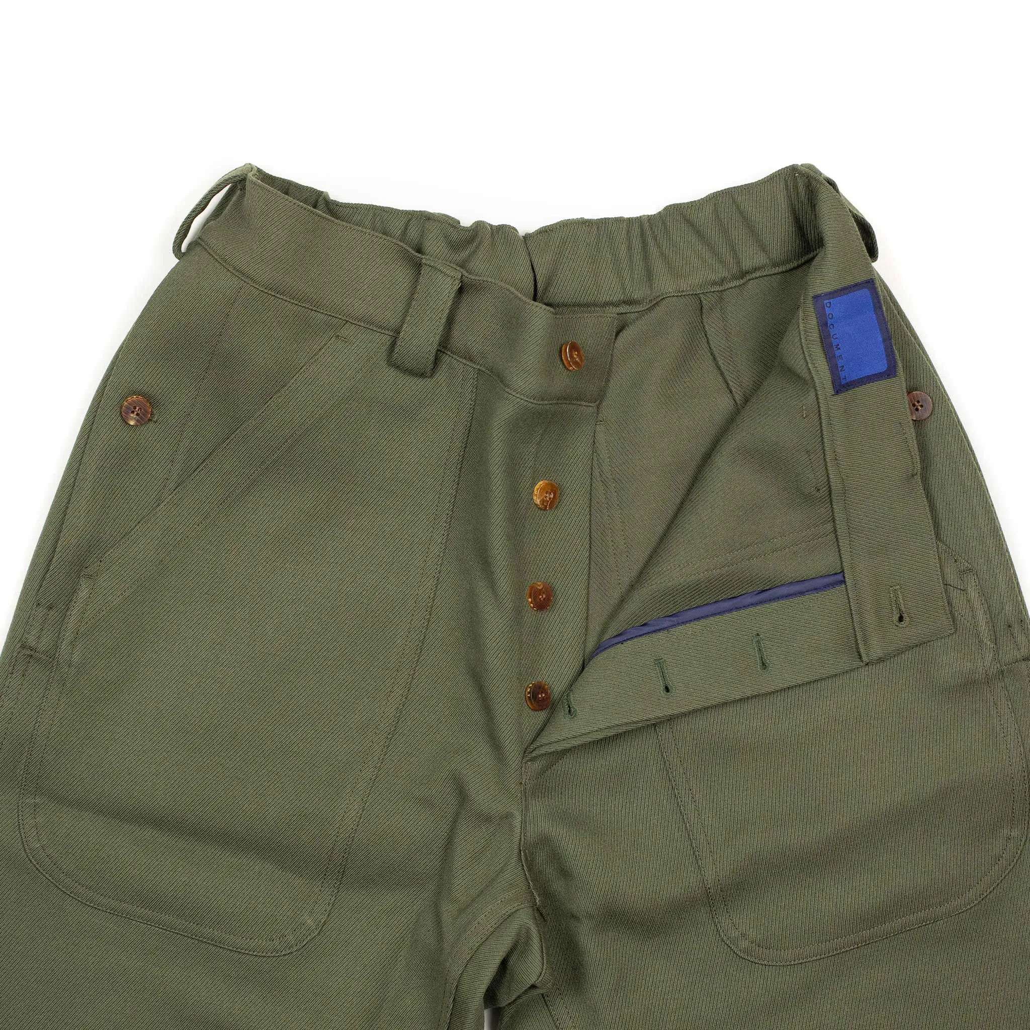 Utility pants in khaki English wool cavalry twill