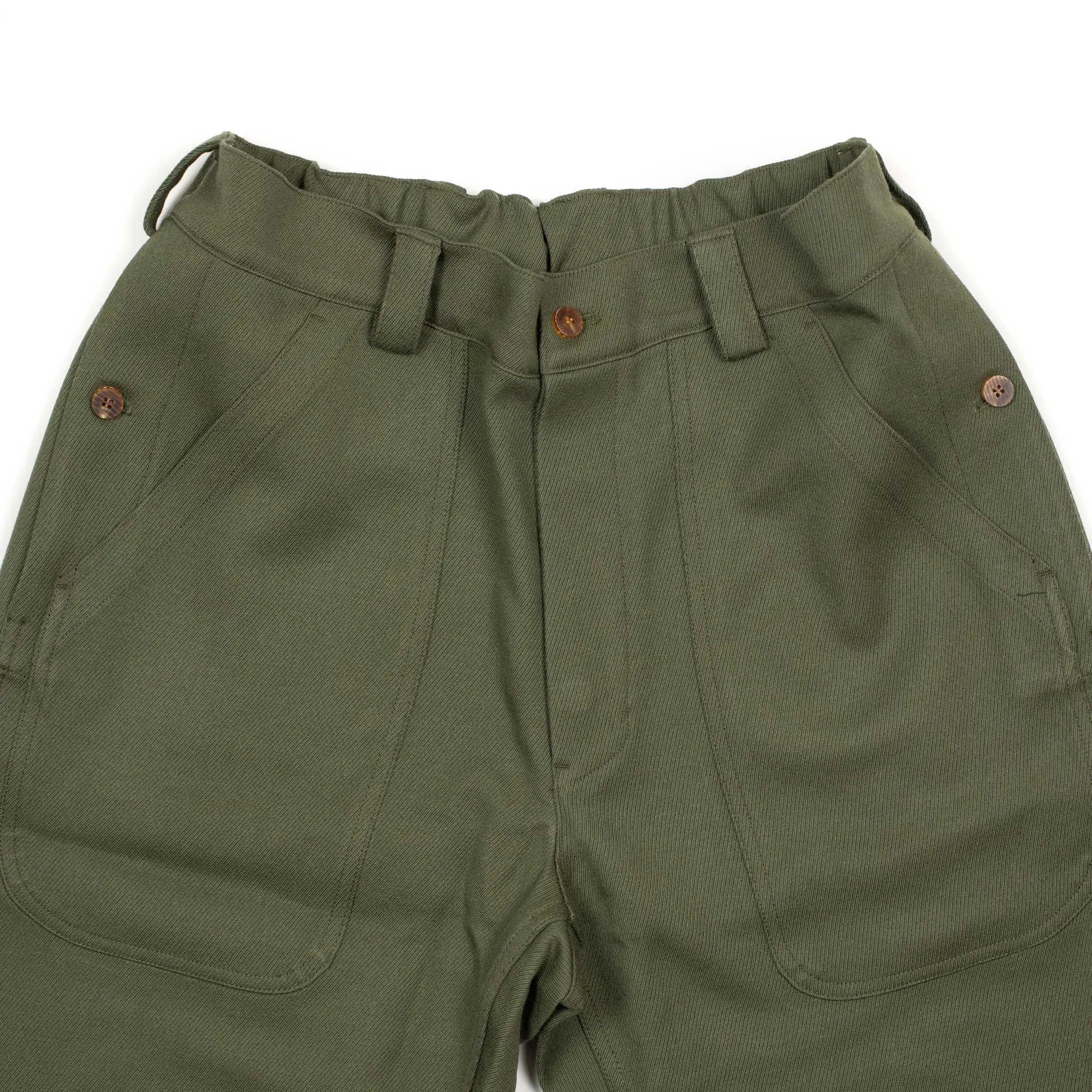 Utility pants in khaki English wool cavalry twill