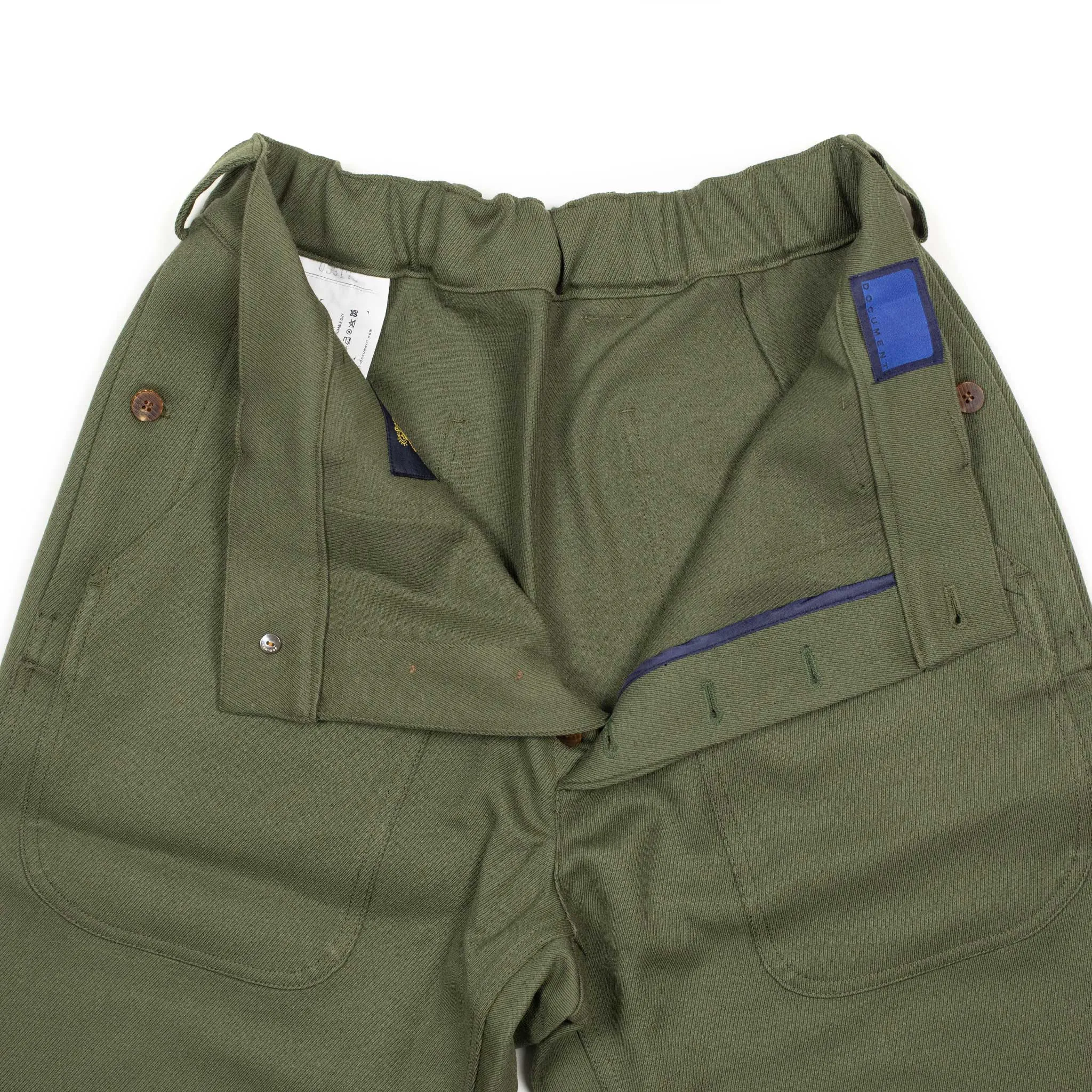 Utility pants in khaki English wool cavalry twill